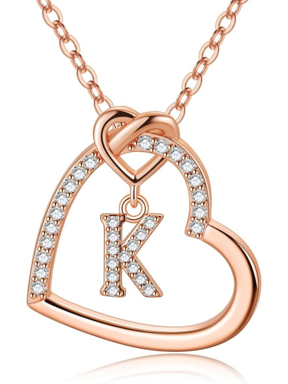 Personalized Heart Initial Necklace for Women - A-Z Custom Gift Jewelry